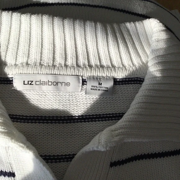 Liz Claiborne White Cotton Pullover Sweater, M - Picture 4 of 5